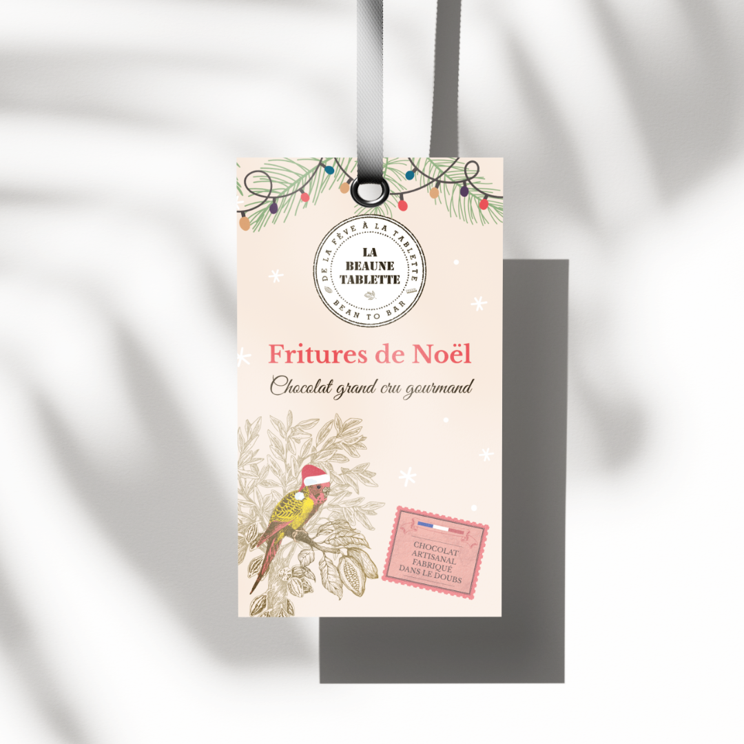 Étiquette conçue par l'agence de communication Okami pour La Beaune Tablette, avec un design spécial pour les fêtes de fin d'année.